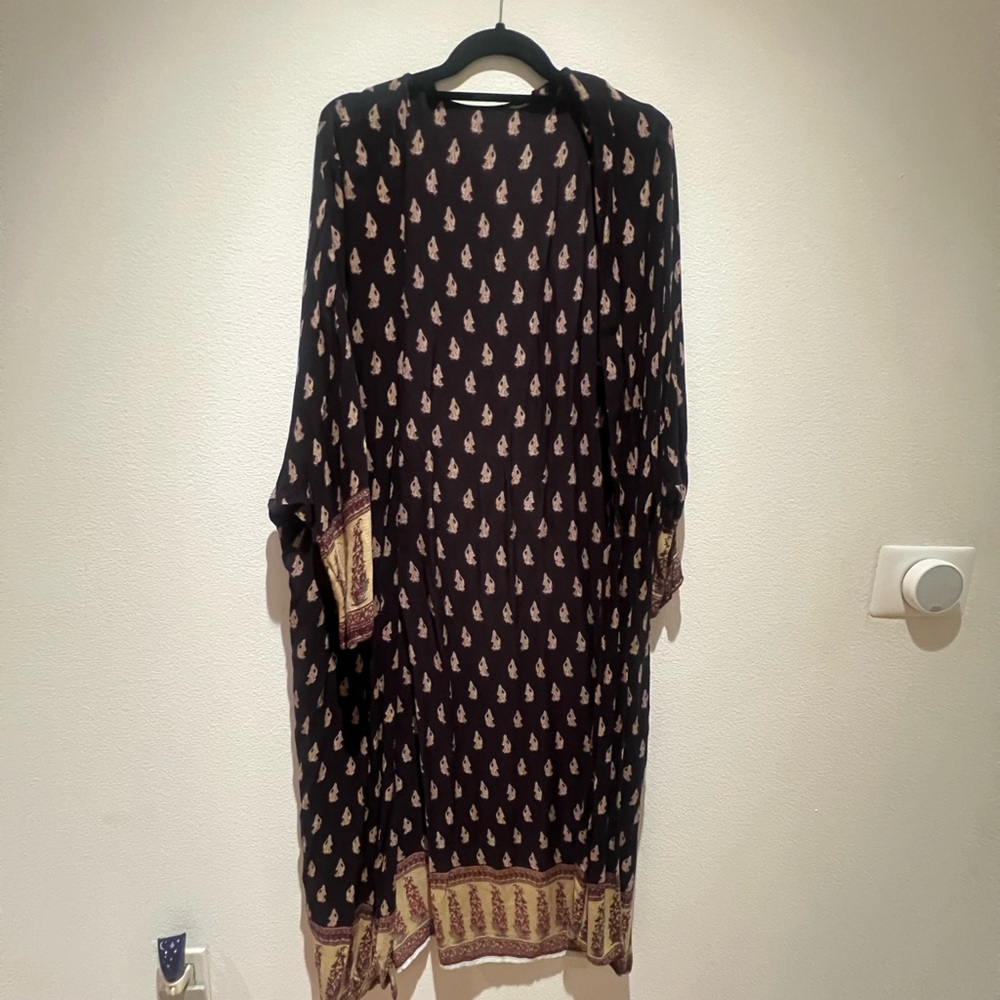 Black Printed Long Sleeve Maxincardigan